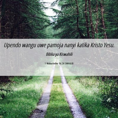 Picture 06 - 1 Wakorintho 16:24 SWHULB - Upendo wangu uwe pamoja nanyi katika Kristo - Bible Verse Picture