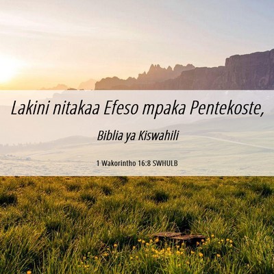 Picture 06 - 1 Wakorintho 16:8 SWHULB - Lakini nitakaa Efeso mpaka - Bible Verse Picture