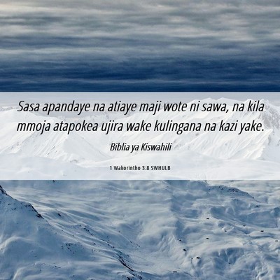 Picture 06 - 1 Wakorintho 3:8 SWHULB - Sasa apandaye na atiaye maji wote ni sawa, na - Bible Verse Picture