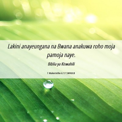 Picture 06 - 1 Wakorintho 6:17 SWHULB - Lakini anayeungana na Bwana anakuwa roho moja - Bible Verse Picture