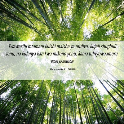 Picture 06 - 1 Wathesalonike 4:11 SWHULB - Twawasihi mtamani kuishi maisha ya utulivu, - Bible Verse Picture