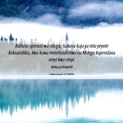 Picture 06 - 1 Wathesalonike 4:9 SWHULB - Kuhusu upendo wa ndugu, hakuna haja ya mtu yeyote - Bible Verse Picture