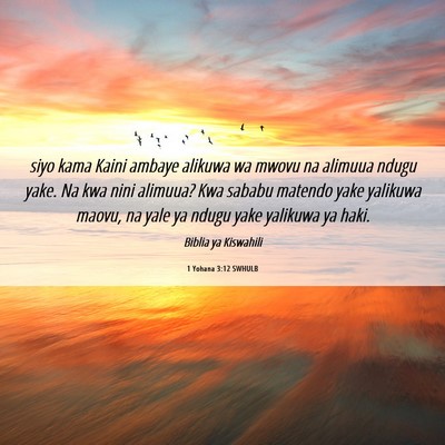 Picture 06 - 1 Yohana 3:12 SWHULB - siyo kama Kaini ambaye alikuwa wa mwovu na - Bible Verse Picture