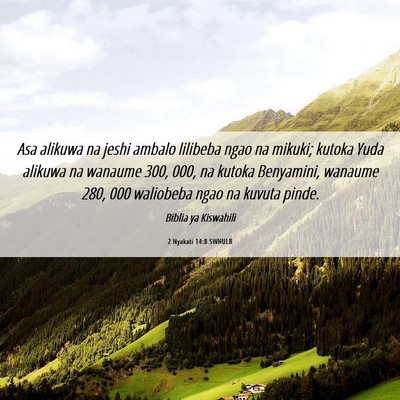 Picture 06 - 2 Nyakati 14:8 SWHULB - Asa alikuwa na jeshi ambalo lilibeba ngao na - Bible Verse Picture