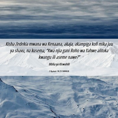 Picture 06 - 2 Nyakati 18:23 SWHULB - Kisha Zedekia mwana wa Kenaana, akaja, akampiga - Bible Verse Picture