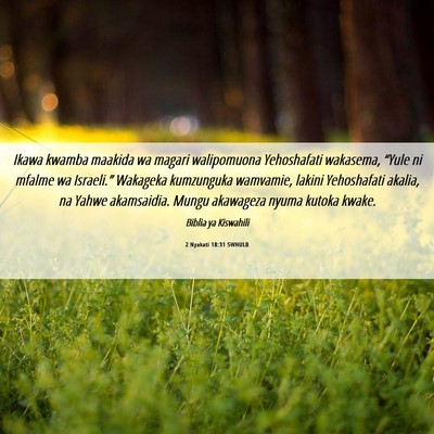 Picture 06 - 2 Nyakati 18:31 SWHULB - Ikawa kwamba maakida wa magari walipomuona - Bible Verse Picture