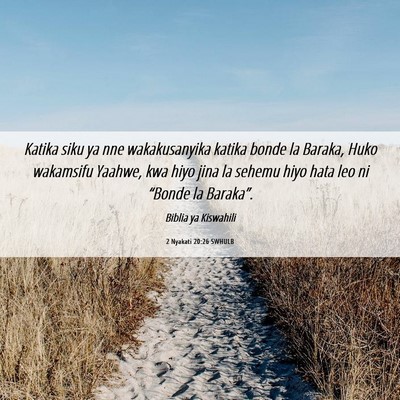 Picture 06 - 2 Nyakati 20:26 SWHULB - Katika siku ya nne wakakusanyika katika bonde la - Bible Verse Picture