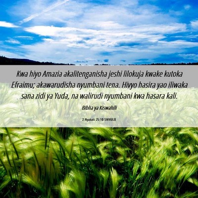 Picture 06 - 2 Nyakati 25:10 SWHULB - Kwa hiyo Amazia akalitenganisha jeshi lilokuja - Bible Verse Picture