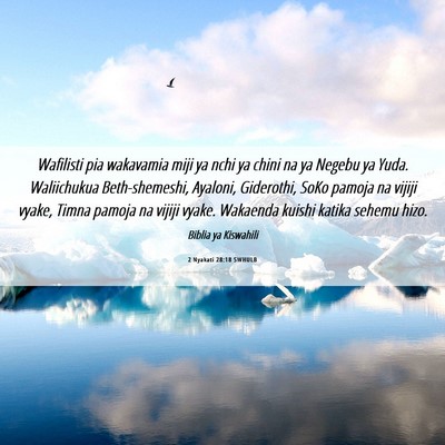 Picture 06 - 2 Nyakati 28:18 SWHULB - Wafilisti pia wakavamia miji ya nchi ya chini na - Bible Verse Picture