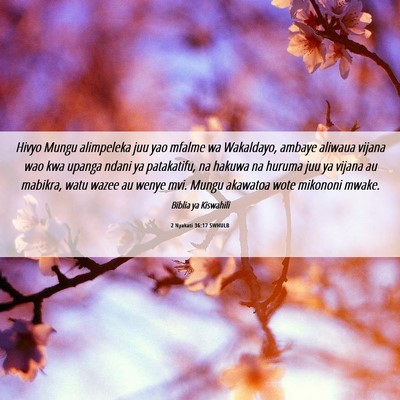 Picture 06 - 2 Nyakati 36:17 SWHULB - Hivyo Mungu alimpeleka juu yao mfalme wa - Bible Verse Picture