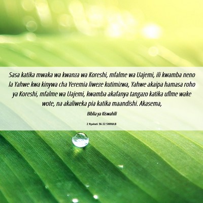 Picture 06 - 2 Nyakati 36:22 SWHULB - Sasa katika mwaka wa kwanza wa Koreshi, mfalme wa - Bible Verse Picture