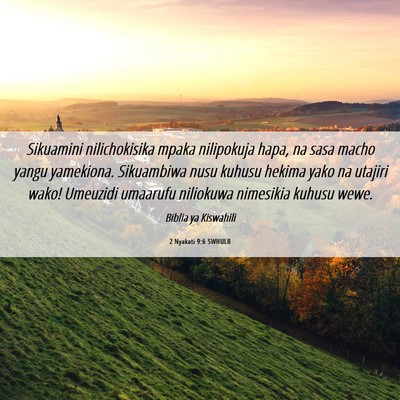 Picture 06 - 2 Nyakati 9:6 SWHULB - Sikuamini nilichokisika mpaka nilipokuja hapa, na - Bible Verse Picture