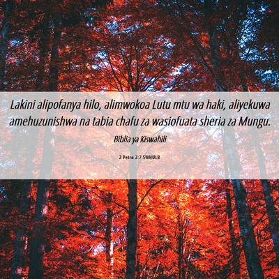 Picture 06 - 2 Petro 2:7 SWHULB - Lakini alipofanya hilo, alimwokoa Lutu mtu wa - Bible Verse Picture