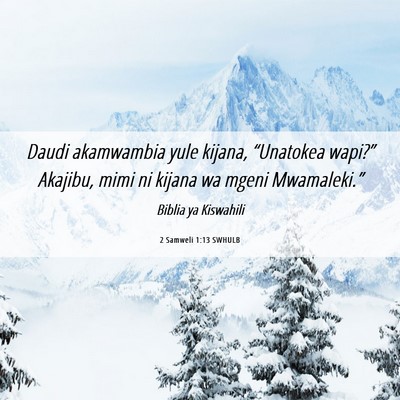 Picture 06 - 2 Samweli 1:13 SWHULB - Daudi akamwambia yule kijana, “Unatokea - Bible Verse Picture