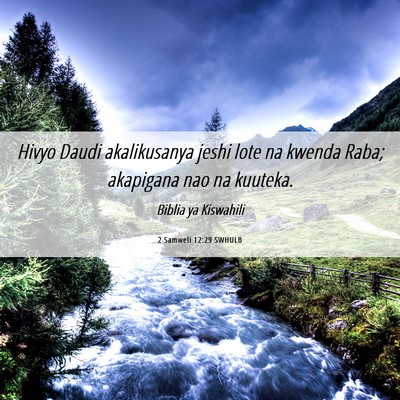 Picture 06 - 2 Samweli 12:29 SWHULB - Hivyo Daudi akalikusanya jeshi lote na kwenda - Bible Verse Picture