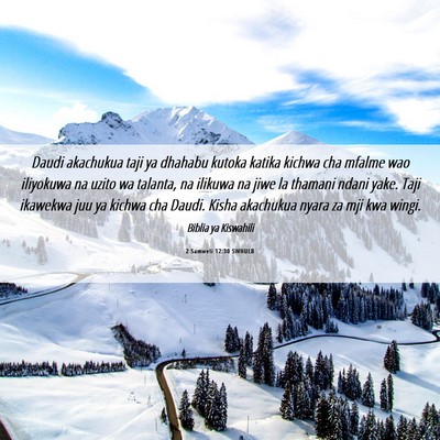 Picture 06 - 2 Samweli 12:30 SWHULB - Daudi akachukua taji ya dhahabu kutoka katika - Bible Verse Picture
