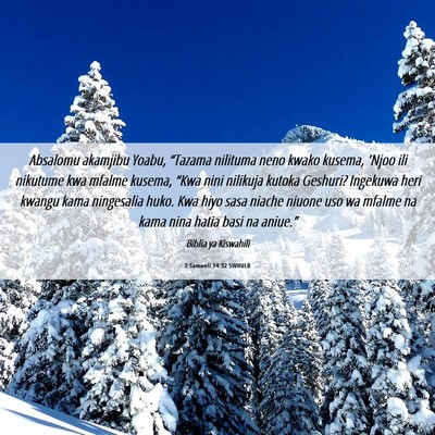 Picture 06 - 2 Samweli 14:32 SWHULB - Absalomu akamjibu Yoabu, “Tazama nilituma neno - Bible Verse Picture