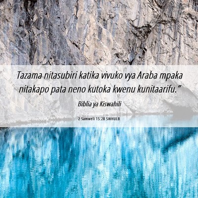Picture 06 - 2 Samweli 15:28 SWHULB - Tazama nitasubiri katika vivuko vya Araba mpaka - Bible Verse Picture