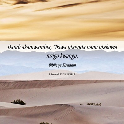 Picture 06 - 2 Samweli 15:33 SWHULB - Daudi akamwambia, “Ikiwa utaenda nami utakuwa - Bible Verse Picture