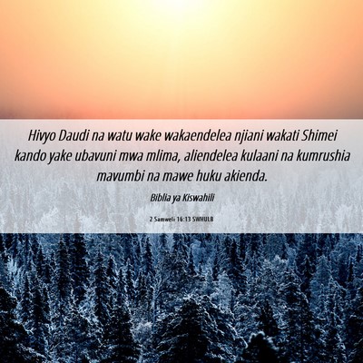 Picture 06 - 2 Samweli 16:13 SWHULB - Hivyo Daudi na watu wake wakaendelea njiani - Bible Verse Picture