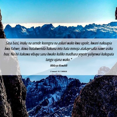 Picture 06 - 2 Samweli 19:7 SWHULB - Sasa basi, inuka na uende kuongea na askari wako - Bible Verse Picture