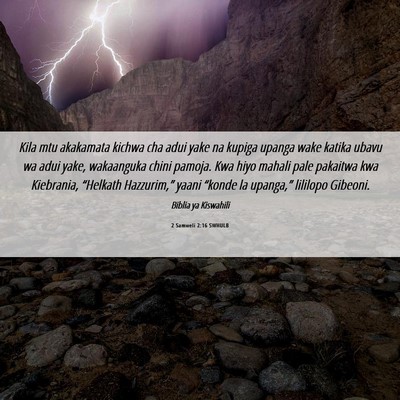 Picture 06 - 2 Samweli 2:16 SWHULB - Kila mtu akakamata kichwa cha adui yake na kupiga - Bible Verse Picture