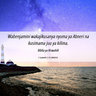 Picture 06 - 2 Samweli 2:25 SWHULB - Wabenjamini wakajikusanya nyuma ya Abneri na - Bible Verse Picture