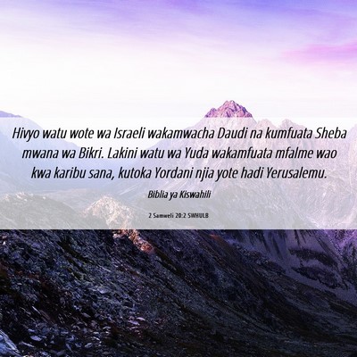 Picture 06 - 2 Samweli 20:2 SWHULB - Hivyo watu wote wa Israeli wakamwacha Daudi na - Bible Verse Picture