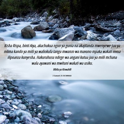 Picture 06 - 2 Samweli 21:10 SWHULB - Kisha Rispa, binti Aiya, akachukua nguo ya gunia - Bible Verse Picture