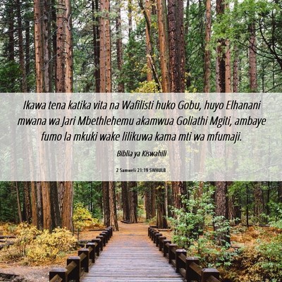 Picture 06 - 2 Samweli 21:19 SWHULB - Ikawa tena katika vita na Wafilisti huko Gobu, - Bible Verse Picture