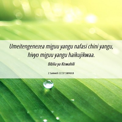 Picture 06 - 2 Samweli 22:37 SWHULB - Umeitengenezea miguu yangu nafasi chini yangu, - Bible Verse Picture