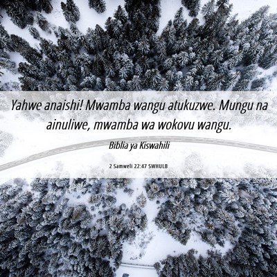 Picture 06 - 2 Samweli 22:47 SWHULB - Yahwe anaishi! Mwamba wangu atukuzwe. Mungu na - Bible Verse Picture