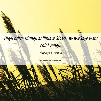 Picture 06 - 2 Samweli 22:48 SWHULB - Huyu ndiye Mungu anilipiaye kisasi, awawekaye - Bible Verse Picture