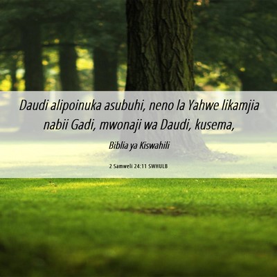 Picture 06 - 2 Samweli 24:11 SWHULB - Daudi alipoinuka asubuhi, neno la Yahwe likamjia - Bible Verse Picture