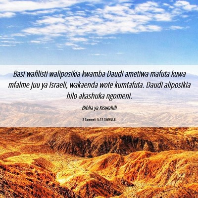 Picture 06 - 2 Samweli 5:17 SWHULB - Basi wafilisti waliposikia kwamba Daudi ametiwa - Bible Verse Picture