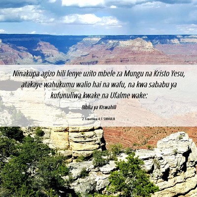 Picture 06 - 2 Timotheo 4:1 SWHULB - Ninakupa agizo hili lenye uzito mbele za Mungu na - Bible Verse Picture