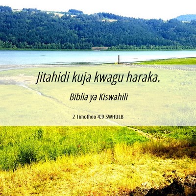 Picture 06 - 2 Timotheo 4:9 SWHULB - Jitahidi kuja kwagu - Bible Verse Picture