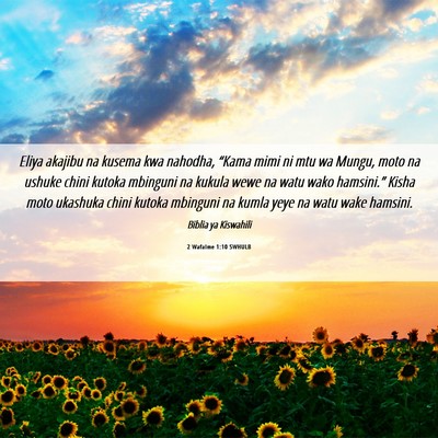 Picture 06 - 2 Wafalme 1:10 SWHULB - Eliya akajibu na kusema kwa nahodha, “Kama mimi - Bible Verse Picture