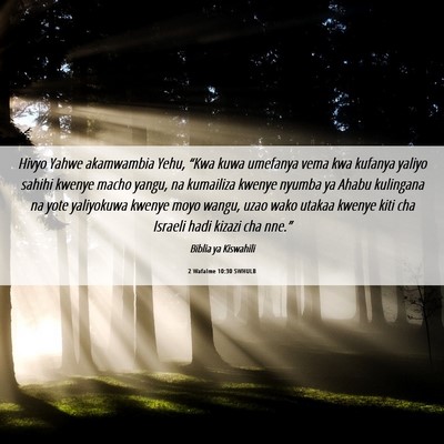 Picture 06 - 2 Wafalme 10:30 SWHULB - Hivyo Yahwe akamwambia Yehu, “Kwa kuwa umefanya - Bible Verse Picture