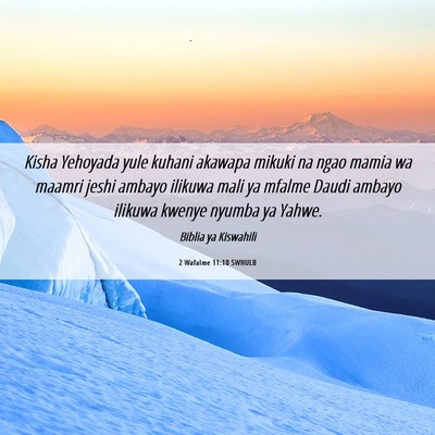 Picture 06 - 2 Wafalme 11:10 SWHULB - Kisha Yehoyada yule kuhani akawapa mikuki na ngao - Bible Verse Picture