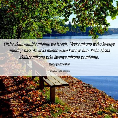 Picture 06 - 2 Wafalme 13:16 SWHULB - Elisha akamwambia mfalme wa Israeli, “Weka - Bible Verse Picture