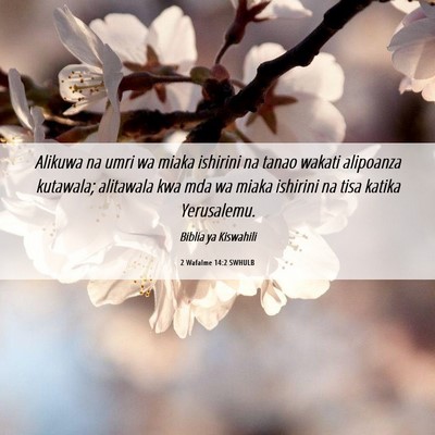 Picture 06 - 2 Wafalme 14:2 SWHULB - Alikuwa na umri wa miaka ishirini na tanao wakati - Bible Verse Picture