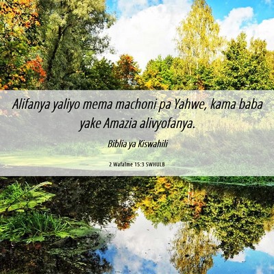 Picture 06 - 2 Wafalme 15:3 SWHULB - Alifanya yaliyo mema machoni pa Yahwe, kama baba - Bible Verse Picture