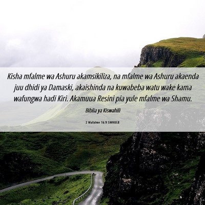 Picture 06 - 2 Wafalme 16:9 SWHULB - Kisha mfalme wa Ashuru akamsikiliza, na mfalme wa - Bible Verse Picture