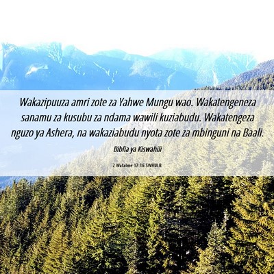 Picture 06 - 2 Wafalme 17:16 SWHULB - Wakazipuuza amri zote za Yahwe Mungu wao. - Bible Verse Picture