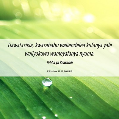 Picture 06 - 2 Wafalme 17:40 SWHULB - Hawatasikia, kwasababu waliendelea kufanya yale - Bible Verse Picture