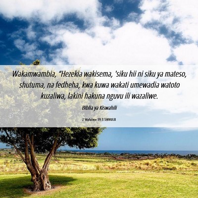 Picture 06 - 2 Wafalme 19:3 SWHULB - Wakamwambia, “Hezekia wakisema, 'siku hii ni - Bible Verse Picture