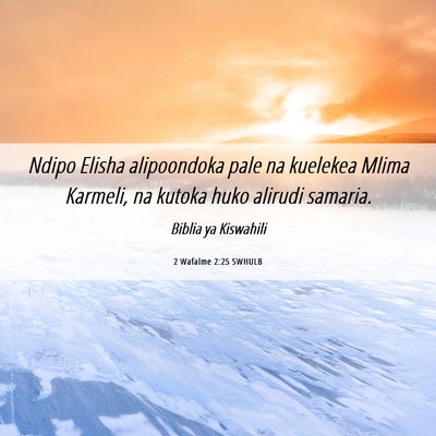 Picture 06 - 2 Wafalme 2:25 SWHULB - Ndipo Elisha alipoondoka pale na kuelekea Mlima - Bible Verse Picture