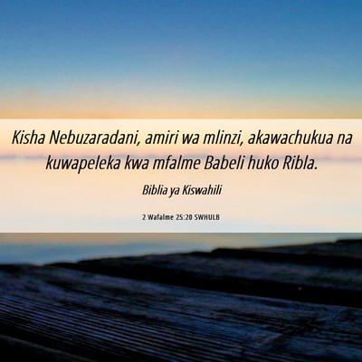 Picture 06 - 2 Wafalme 25:20 SWHULB - Kisha Nebuzaradani, amiri wa mlinzi, akawachukua - Bible Verse Picture