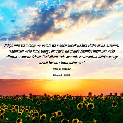 Picture 06 - 2 Wafalme 4:1 SWHULB - Ndipo mke wa mmoja wa watoto wa manbii alipokuja - Bible Verse Picture